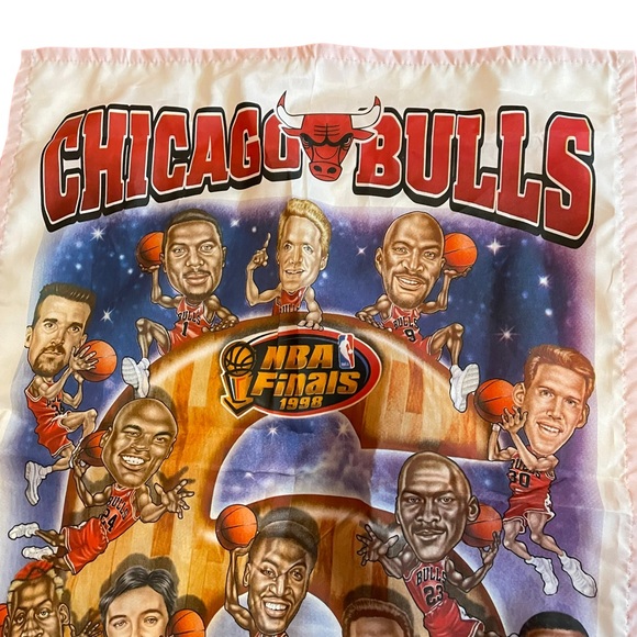 Vintage Chicago Bulls 1998 Championship Flag Banner Caricature NBA Finals Jordan - Picture 8 of 16